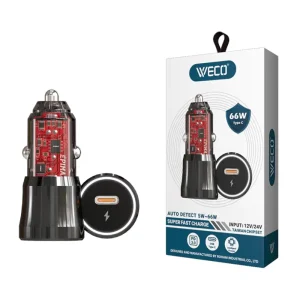 شارژ فندکی 66 وات PD3.0 ویکو مدل WECO 23